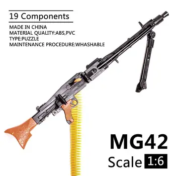 1/6 Ölçekli MG42 Oyuncak Tabanca Modeli Montaj Bulmacalar yapı tuğlaları Tabancası Asker Makineli Tüfek Fit 12 