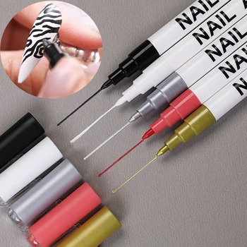 1 adet Nail Art Grafiti Kalem Siyah Renk UV Jel Lehçe Tasarım Süsleyen Boyama Kalem Fırçalar DIY Nail Art Fırçalar Araçları