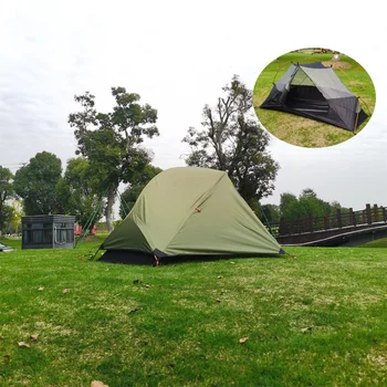 1 Kişi Ultralight Kamp Çadırı Çift Katmanlar Su Geçirmez Açık Yürüyüş Sırt Çantasıyla Çadır Alüminyum Direk Güneşlik Tek Çadır
