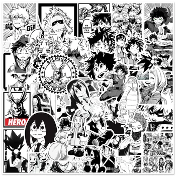 10/50 Adet Japonya Anime My Hero Academia Çıkartmalar Dizüstü Kaykay Siyah ve Beyaz Izuku Midoriya Olabilir Boku Hiçbir Çıkartma