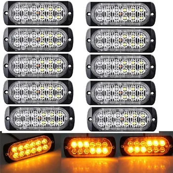 10 ADET Amber 24v flaş ışığı 12LED ışıkları kamyon çakarlı lamba stroboskoplar LED araba ışık acil uyarı tehlike römork ışıkları