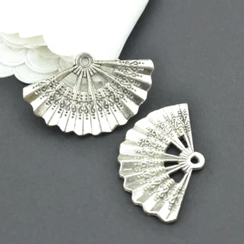 10 Adet Antik Gümüş renk Çinko Alaşım fan Charms Kolye Dıy Takı Bulguları Aksesuarları Toptan 33 * 21mm J206