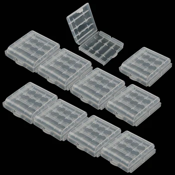 10 ADET Sert PP Plastik Şeffaf Kılıf Kapak Tutucu AA / AAA Pil saklama kutusu Taşınabilir Şeffaf Kılıf
