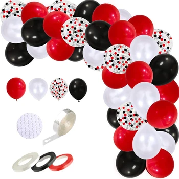 109 adet / grup Sirk Doğum Günü Balonları Kemer Garland Kiti Siyah Kırmızı Beyaz Balonlar konfeti balonları Doğum Günü Partisi Dekorasyon