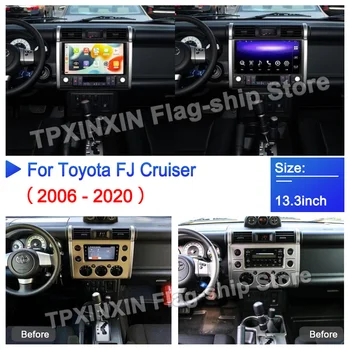 13.3 inç 2 Din Toyota FJ Cruiser 2006 - 2020 İçin Android 11.0 Araba Radyo Multimedya Oynatıcı Otomatik Stereo GPS Navi Ana Ünite carplay