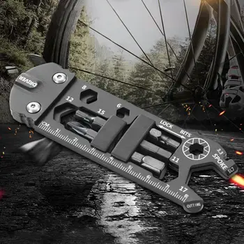 16 in 1 Taşınabilir Paslanmaz Çelik Tornavida Anahtarı Cetvel Çok fonksiyonlu MTB Dağ Bisiklet Anahtarı Bisiklet Tamir Aracı