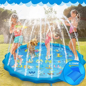 170 cm Çocuk Pet Oyun su paspası Yaz Açık Plaj Şişme Su Püskürtme Pedi Köpek Çocuk Yağmurlama Oyuncak Çim Yüzme Havuzu Paspasları