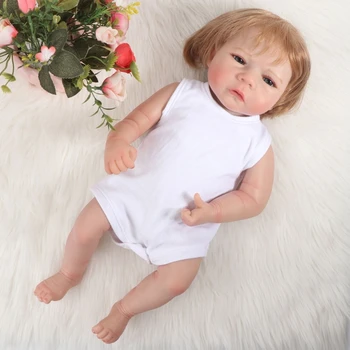 18 inç Reborn Bebek Bebekler El Yapımı Yenidoğan Bebek Tam Silikon Vücut Bebek