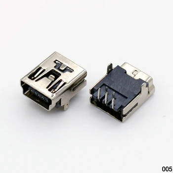 1X MİNİ USB JACK 5P/F Dişi Jak Soketi PCB dayanağı Telefon,MP4,90 açı 5Pin USB 2 Bulun ayak jakı, Malzeme: bakır