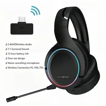 2.4 G Kablosuz Oyun Kulaklık 7.1 Surround Kulaklık Kulaklık Gamer Aşırı Kulak Handfree Mic Fone De Ouvido İçin PS5 PS4 PC dizüstü