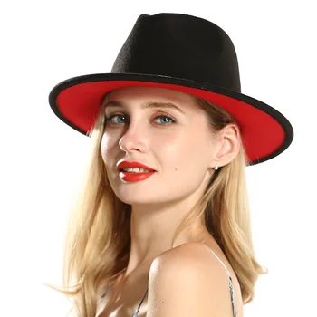 2020 kış fötr şapkalar kadınlar için moda Düz geniş Ağız Yün Keçe Caz Şapka erkekler için siyah ve kırmızı goth üst vintage düğün Şapka