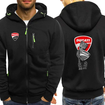 2021 Sonbahar Ducati Logo erkek Spor Üstleri Ceketler Erkek / Kadın Ceket Kazak Streetwear Çiftler Çıkartması Karikatür Fermuar Hoodies