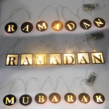 2022 Eid Mubarak Ay Kelimeler Led ışıkları Dekor Müslüman İslam Festivali Parti DIY Süslemeleri Ramazan Kareem Dekorasyon Mübarek