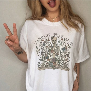 2022 Moda Çok Yönlü Karikatür Baskı T Shirt Kadın Retro Punk Harajuku 90s Kızlar Kısa Kollu T Shirt Kadın Streetwear T Shirt