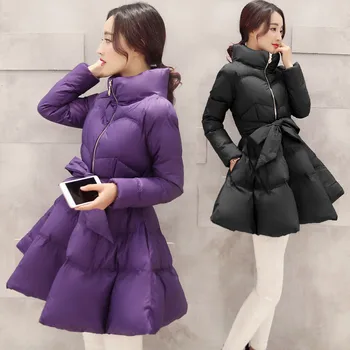 2023 Yeni Moda Kışlık Mont Kadın Sıcak Giyim Pamuk Yastıklı Ceketler Bayan Giyim Fermuar Kemer Parkas Manteau femme xa232
