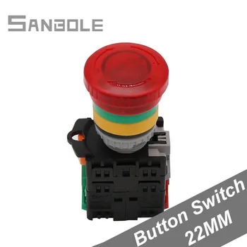 22MM Acil Durdurma Push Button Anahtarları TN2 Kırmızı Düğme Lamba Düzeltme Mandallama Kendinden Kilitleme Tipi 1NO1NC Aracı Aksesuarları