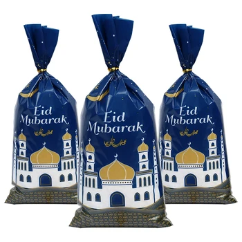 25/50 adet Eid Mubarak hediye çantası Halat İle Plastik Hediye Şeker Çantası Ramazan Dekorasyon 2023 İslam Müslüman Parti Dekor Ramazan Bayramı