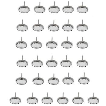 25 adet Kristal Kanepe Başlık Düğmeleri Tırnak Tack Saplama Pimleri Döşemelik Dekorasyon Gümüş