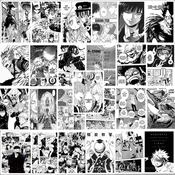 25 ADET Siyah Ve Beyaz Anime Posterler iblis avcısı / Jujutsu Kaisen / AVCI Su Geçirmez Çıkartmalar Dizüstü PVC ıPad Bisiklet Oyuncak Çıkartmaları