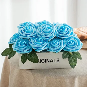 25 adet Çiçek Köpük Gül Gül çiçek başları için Kök ile DIY Düğün Buketleri Centerpieces Düzenlemeleri Parti Ev Dekor FPing
