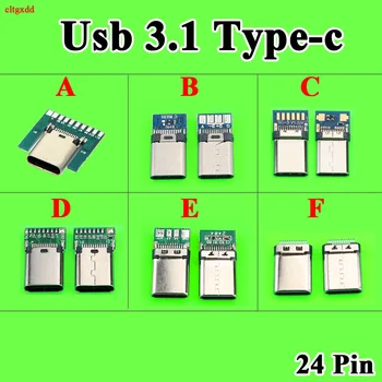 2X USB 3.1 Tip C Konnektör 24 Pin Erkek Dişi Soket priz adaptörü lehim teli ve kablo 14 24P PCB kartı destek Modülü