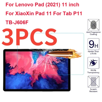 3 ADET 9H Temperli Cam Lenovo Pad İçin (2021) 11 inç XiaoXin Pad 11 Tab P11 TB-J606F Ekran Koruyucu Tablet koruyucu Film