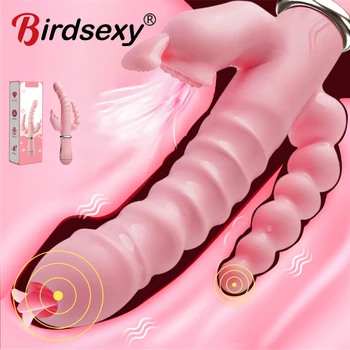 3 İn 1 Yapay Penis Tavşan Vibratör Su Geçirmez USB Manyetik Şarj Edilebilir Anal Klitoris Vibratör Seks Oyuncakları Kadın Çiftler için Seks Shop