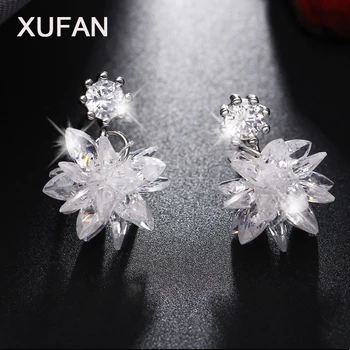 3 Stil Moda Kar Buz Çiçek CZ Zirkon kristal saplama küpeler Kadınlar İçin Uzun Püskül Küpe Takı Hediyeler Toptan Hediyeler