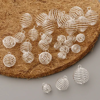 30 adet Gümüş Kaplama Spiral Boncuk Kafesleri Kolye DIY El Sanatları için 3 Boyutta (boyut başına 10 adet)