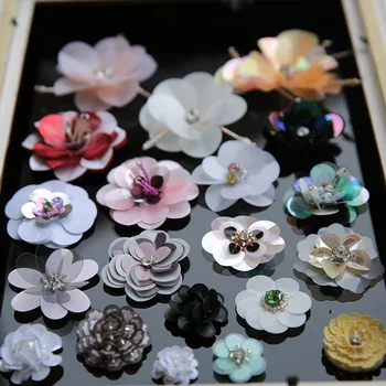 3D El Yapımı Rhinestone boncuklu Yama Elbise Çiçek Yamalar Dikiş pullu boncuk Sevimli Aplike Yama
