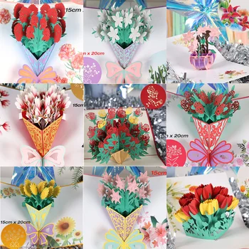3D Pop UP Çiçek Tebrik Kartları Doğum Günü Davetiye Kartı El Yapımı Kelebek Teşekkür Ederim Kartpostal Eşi Anne Kız Arkadaşı Öğretmen Hediye