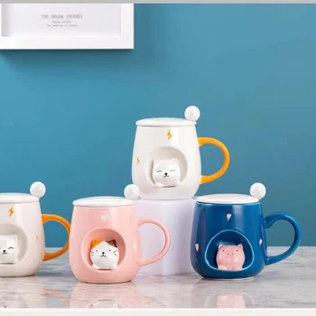 3D Stereo Kupa Orijinal Kupalar Kahve Fincanları kahve fincanları ve Çay Yeni Yıl Kupalar kapaklı kupa Drinkware Kupası Güzel Bira Komik