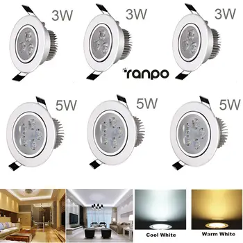 3W 5W kısılabilir LED Gömme tavan ışığı panel lambası Soğuk Sıcak Beyaz AC 220V 110V Downlight Spot Ev Ofis Otel için
