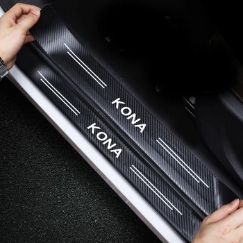 4 Adet Karbon Fiber Araba Kapı Eşiği Guard Koruyucu Çıkartmalar Hyundai KONA