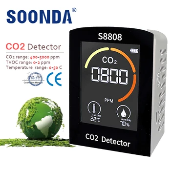 4-in-1 Dijital Şarj Edilebilir CO2 Sensörü Ölçer Hava CO2 Kalite Monitör Sıcaklık Nem Sensörü Test Cihazı CO2 Karbon Dedektörü Anal