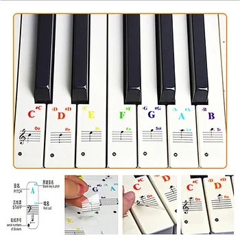 49/54/61/88 Renk Şeffaf piyano klavyesi Çıkartmalar Elektronik Klavye Anahtar Piyano Çıta Not Etiket Sembolü Beyaz Tuşları