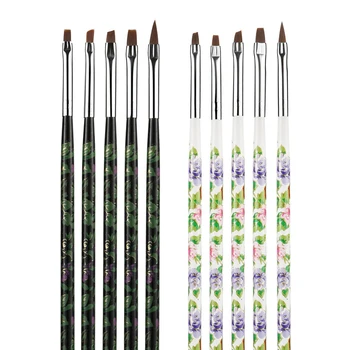 5 adet/grup Tırnak resim fırçası Boyama Çizim Çiçek Baskı Süslemeleri Jel Lehçe Kalem Araçları UV Makyaj