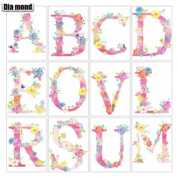 5D DIY Elmas Boyama Alfabe Mektubu Mozaik Kelime Tam Matkap Elmas Nakış Çiçek Rhinestones Resimleri ev sanat dekoru