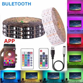 5V usb'li şerit LED su geçirmez RGB LED ışık 5050 Bluetooth APP kontrolü esnek Led şerit ışıkları TV arka plan bant lamba aydınlatma