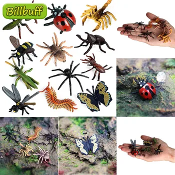 6 adet Simülasyon Mini Böcek PVC uğur böceği Arı Örümcek Modelleri Aksiyon Figürleri Koleksiyon Biliş Eğitici Oyuncaklar Çocuklar için Hediye