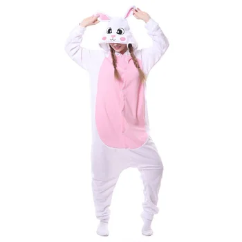 6 Modelleri Tavşanlar Onesie Sevimli Kigurumis Pembe Beyaz Polar Polar hayvanlı pijama Tavşan Takım Elbise Karnaval Tatil Kıyafet Kış Pijama