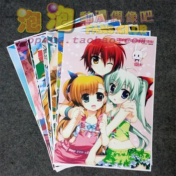 8 adet / takım Anime Büyülü Kız Lirik Nanoha poster Takamachi Harlaown duvar resimleri için oturma odası A3 Film afişleri hediyeler için