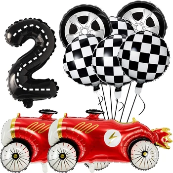 9 adet / takım 1-9 İki Hızlı Doğum Günü Tema Parti Süslemeleri Yarış Arabası Balonlar Numarası 2 Yaşında Erkek 1 3 4 5 6 7 8 9 Doğum Günü Dekor