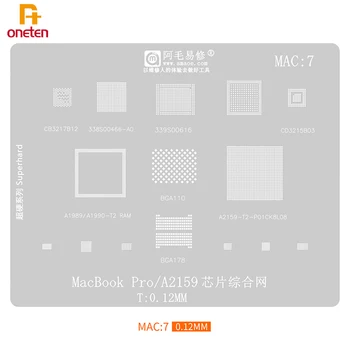Amaoe MAC7 BGA Reballing Stencil İçin MacBook Pro/A2159 339S00616 CB3217B12 CD3215B03 BGA110 178 A1989 T2 çelik ızgara Onarım Aracı