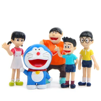 Anime Doraemon Aile Modeli Oyuncaklar Mavi Kedi Mikro Bahçe Peyzaj Dekorasyon PVC Aksiyon Figürleri Oyuncak Çocuklar Noel Doğum Günü Hediyeleri