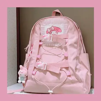 Anime Sanrioed Sırt Çantası Kawaii My Melody Cinnamoroll Kuromi Karikatür Büyük Kapasiteli alışveriş çantası Yeni Sevimli Öğrenci okul çantası