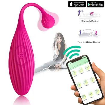 App İnternet Kontrol Vibratör Vajinal Topu 9 Hızları G Noktası Masaj Klitoris Stimülasyon Yetişkin Seks Oyuncakları Kadınlar için Titreşimli Yumurta