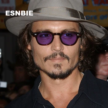 Asetat Güneş Gözlüğü Erkekler Yuvarlak Küçük Vintage güneş gözlüğü Kadın Retro Johnny Depp Gözlük Lentes De Sol Adam Sürüş Gözlük