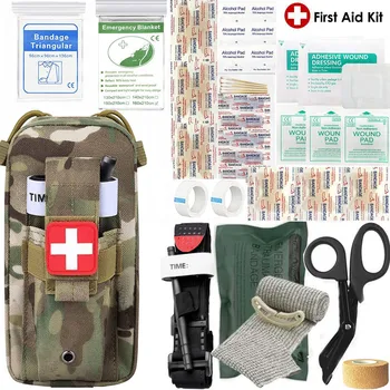 Askeri IFAKS Kemer Kılıfı İle Ilk Yardım Kiti Survival açık acil Kamp için Tıbbi Molle kılıf çanta Travma yardım kiti
