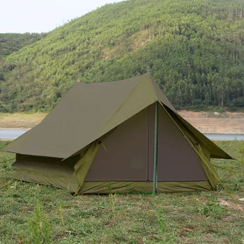 Açık 2 Kişi Seyahat Yağmur Geçirmez A Tipi 210D Oxford Ordu Yeşil Rüzgar Geçirmez Dağcılık Kamp Çadırı barraca kamp